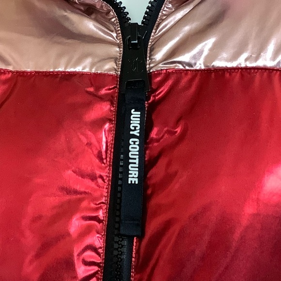 ❤️Juicy Couture Black Label Pink & Red Metallic Puffer Jacket - Picture 4 of 8